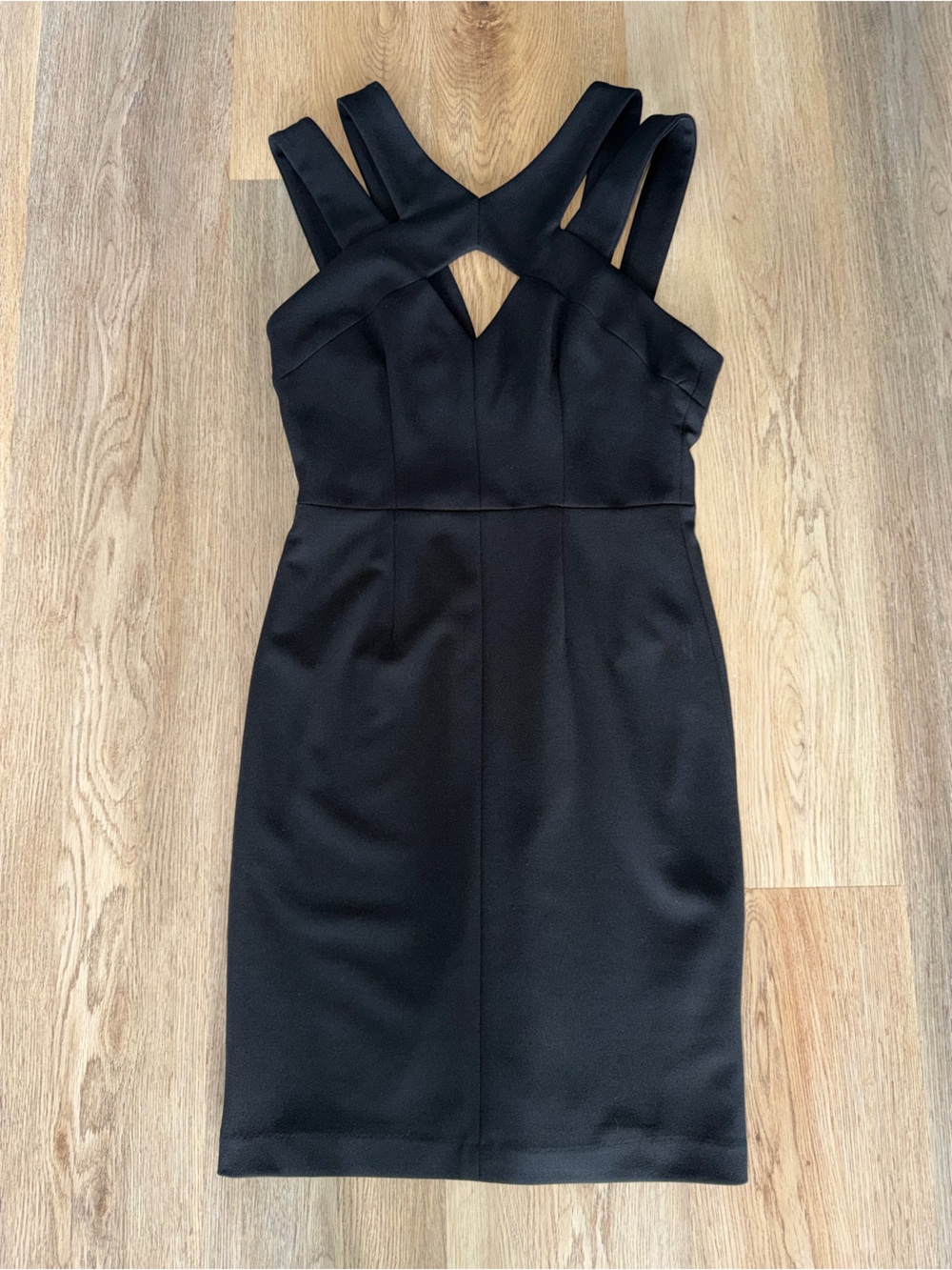 Betsey Johnson Black Strappy Ponte Sheath Dress
